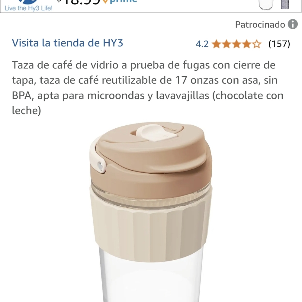HY3 Leak-Proof Glass Coffee Mug with Lid